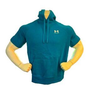 UA Rival Fleece Short Sleeve Hoodie Aqua Blue Size Large